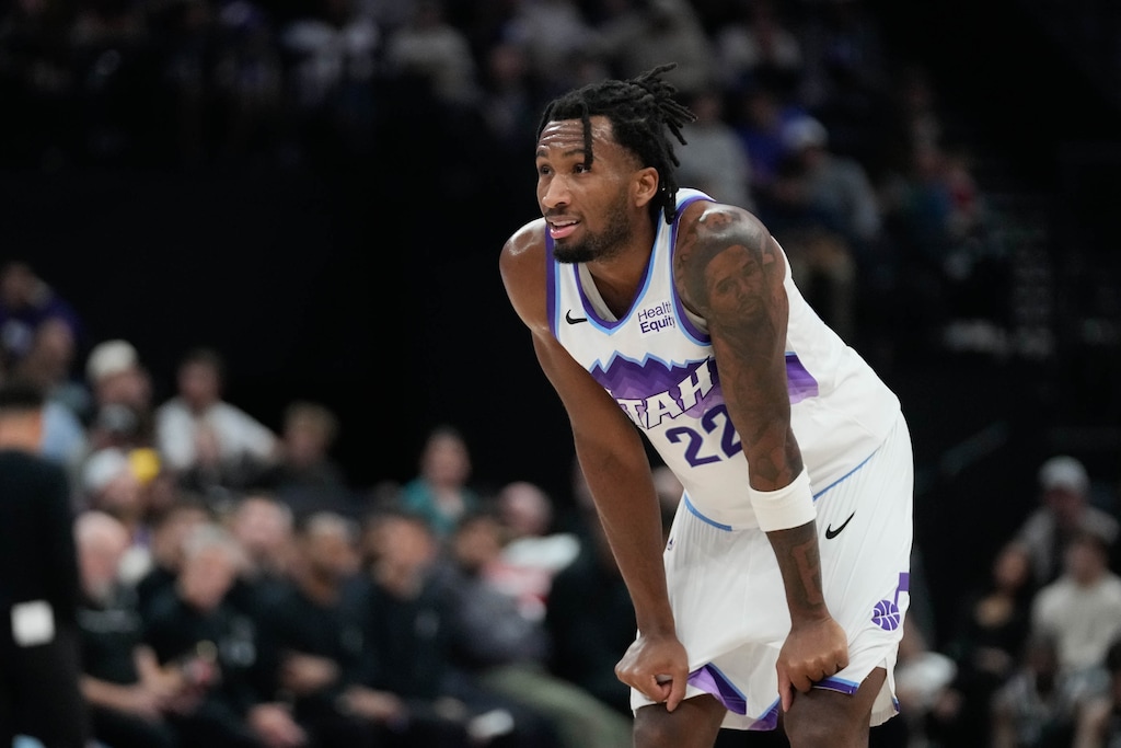(Francisco Kjolseth | The Salt Lake Tribune) Utah Jazz guard Darryn Peterson (22) during an NBA preseason game between the San Antonio Spurs and the Utah Jazz at the Delta Center on Monday, Oct. 12, 2026.