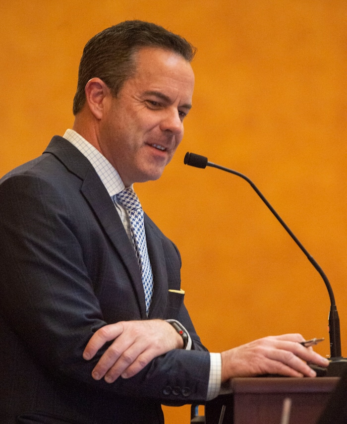 (Rick Egan  |  The Salt Lake Tribune)  Speaker of the House Brad Wilson listens to comments on a bill, late in the evening, on the final day of the 2019 legislature, Thursday, March 14, 2019. 

