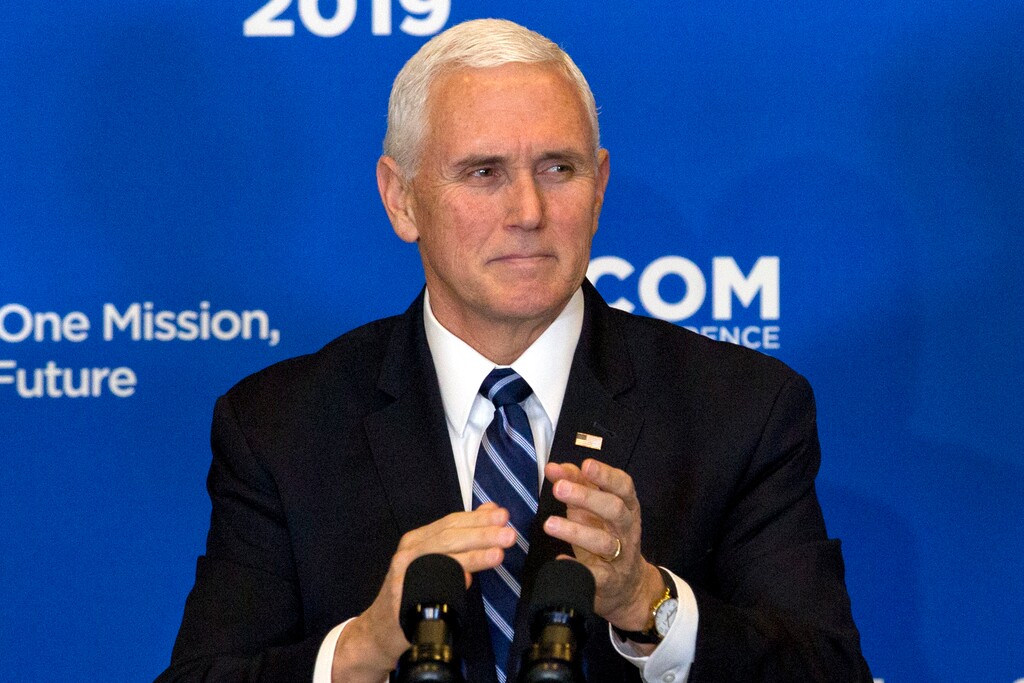 (Jose Luis Magana | AP Photo) Vice President Mike Pence speaks during the Global Chiefs of Mission Conference "One Team, One Mission, One Future" at Department of State on Wednesday, Jan. 16, 2019, in Washington. Pence is claiming that the Islamic State "caliphate has crumbled" and the militant network "has been defeated."
But his comments Wednesday in a speech at the State Department came shortly after the U.S. military said American service members were among those killed during an explosion during a routine patrol in Syria.