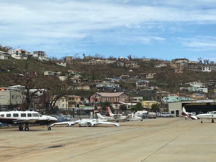 (Courtesy of The LDS Church)  A San Juan, Puerto Rico, airport shows significant damage from Hurricane Irma as well as the adjacent neighborhoods. President Eyring arrived at the airport on Friday, September 15, 2017