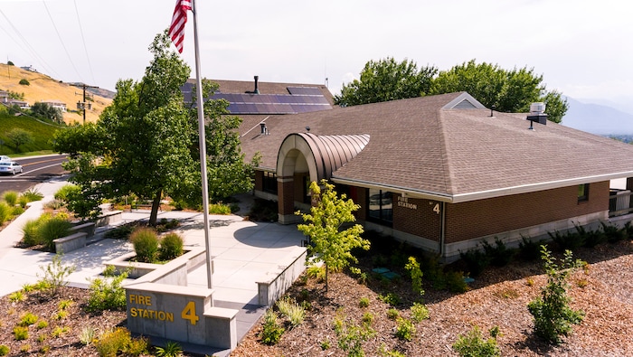 (Courtesy of Salt Lake City) Newly installed solar panels at Fire Station No. 4. Salt Lake City announced solar installations at seven new facilities Thursday.