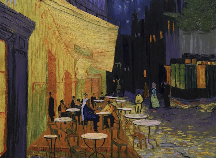 (Courtesy Good Deed Entertainment) The terrace of a cafe in Arles, one of the settings in the animated drama "Loving Vincent," inspired by the paintings of Vincent Van Gogh.