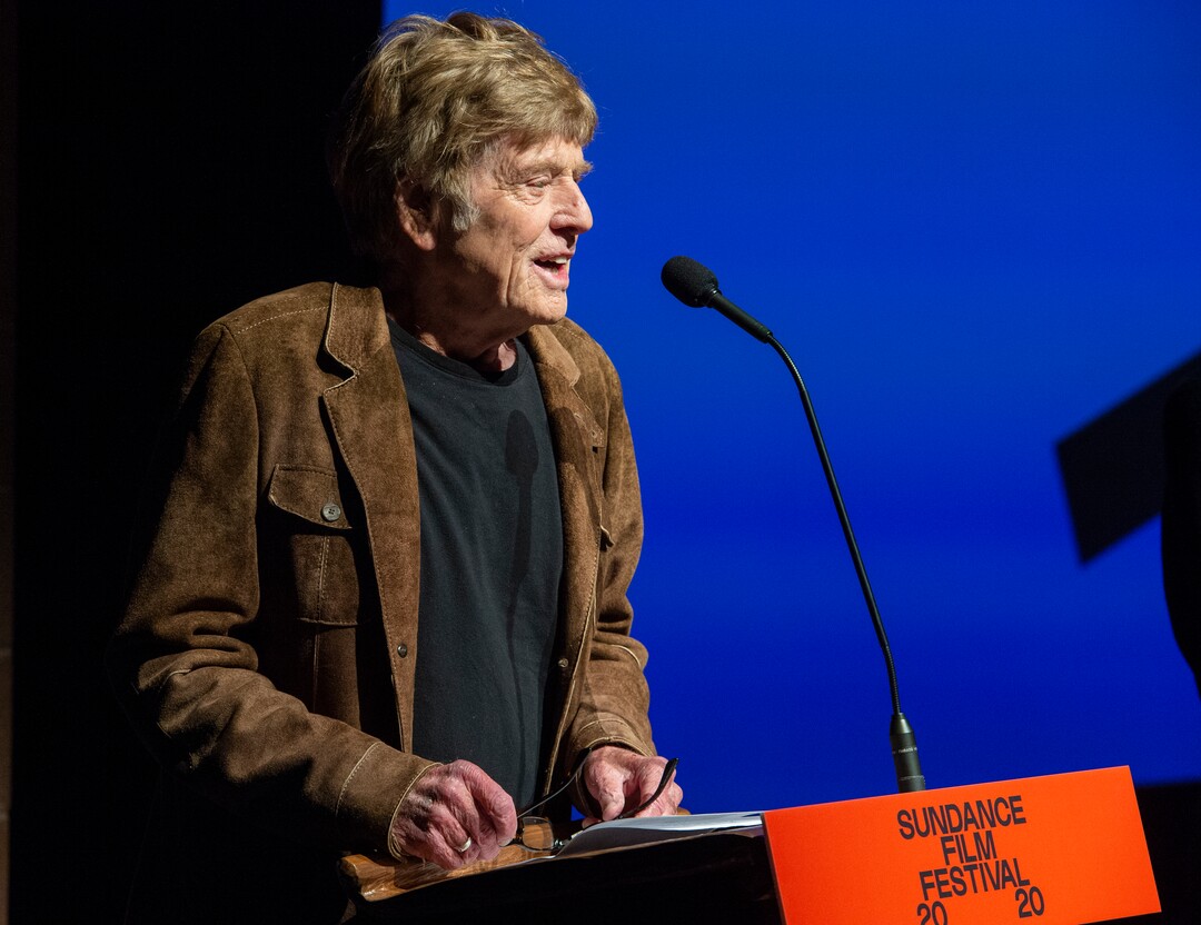 (Rick Egan  |  The Salt Lake Tribune)     Robert Redford welcomes the audience to Opening night film of the 2020 Sundance Film Festival, "Crip Camp", at the Eccles Theatre in Park City, Thursday, Jan. 23, 2020.