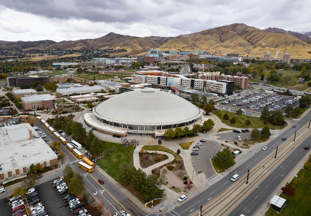 (Francisco Kjolseth | The Salt Lake Tribune) The University of Utah's Huntsman Center, among other structures, in Salt Lake City on Thursday, Oct. 27, 2022.