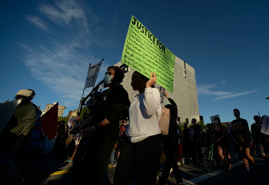 (Leah Hogsten  |  The Salt Lake Tribune) The Party for Socialism and Liberation Salt Lake joined Salt Lake Equal Rights Movement at the Wallace Bennett Federal Building in solidarity with the Black Lives Matter movement, June 9, 2020. 