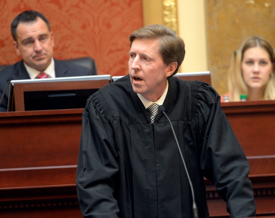 Al Hartmann  |  The Salt Lake TribuneMatthew Durrant, chief justice of the Utah Supreme Court, gives the annual State of the Judiciary address in the Utah House of Representatives Monday January 26.