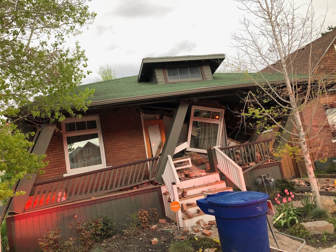 (Photo courtesy Salt Lake City Fire Department) This home at 738 E. Roosevelt Ave. collapsed on Wednesday. It was undergoing renovations.