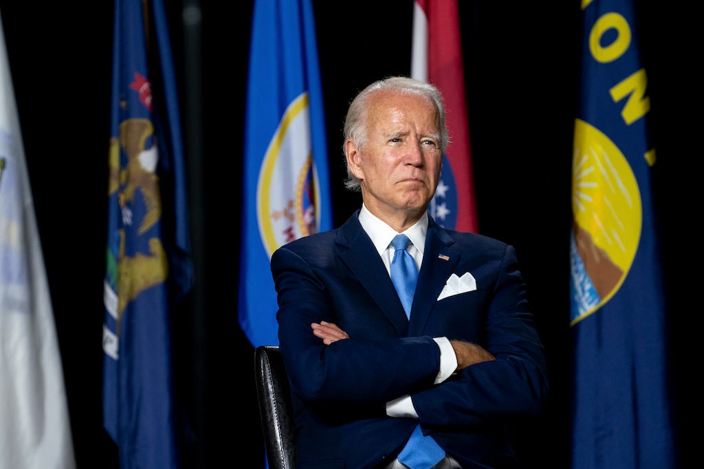 (Erin Schaff | New York Times file photo) Joe Biden, the presumptive Democratic nominee for president, before joining Sen. Kamala Harris (D-Calif.), his running mate, in Wilmington, Del., Aug. 12, 2020. To be a Biden conservative is about curbing your enthusiasm, but if that isn’t conservative, what is? asks New York Times columnist Bret Stephens.