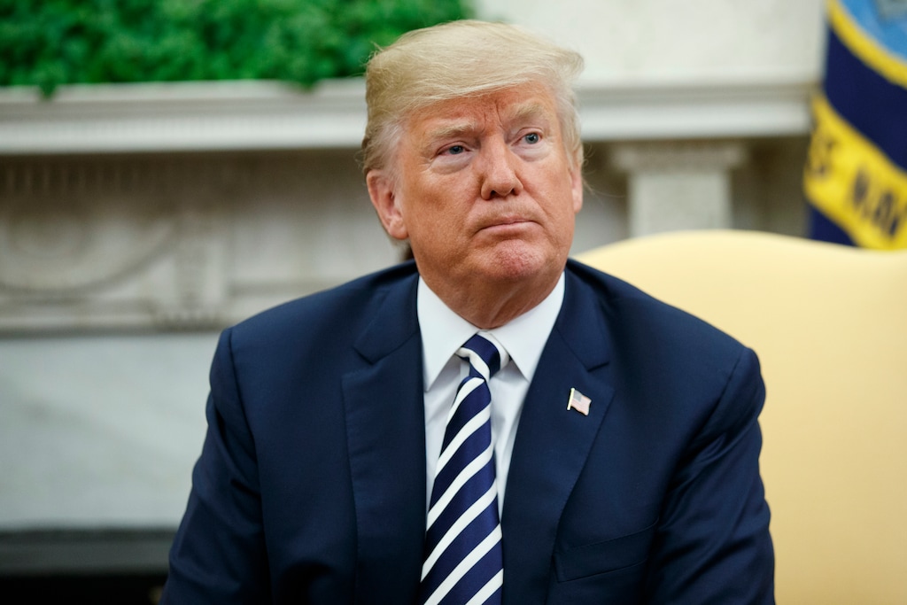 President Donald Trump pauses during a meeting with Saudi Crown Prince Mohammed bin Salman in the Oval Office of the White House, Tuesday, March 20, 2018, in Washington. (AP Photo/Evan Vucci)