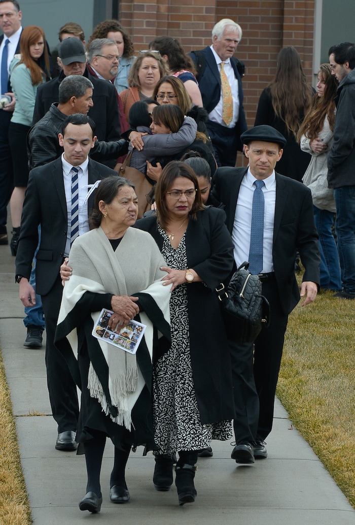 (Francisco Kjolseth  |  The Salt Lake Tribune) Funeral services are held for Consuelo Alejandra Haynie and her children Milan, 12, Alexis, 15 and Matthews, 14, in Grantsville on Friday, Jan. 24, 2020. The killing of the Utah mother and three of her children by a gunman identified by police as her 16-year-old son is "nearly unbearable" for the father who survived, a lawyer said Thursday, Jan. 23, 2020.