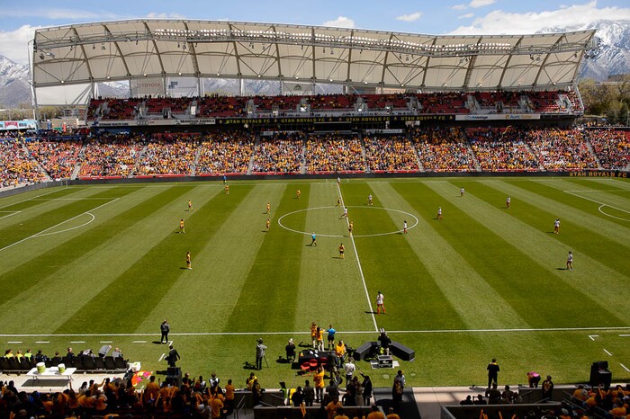 (Trent Nelson | The Salt Lake Tribune)  
Utah Royals FC hosts the Chicago Red Stars, at Rio Tinto Stadium in Sandy, Saturday April 14, 2018. Chicago kicks off in the home opener.