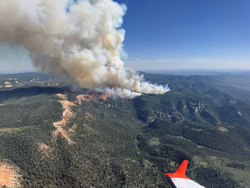 (U.S. Forest Service) An aerial image of the France Canyon Fire near Bryce Canyon National Park.