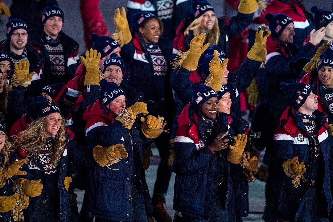 (Chris Detrick  |  The Salt Lake Tribune)  Members of team USA are introduced during the Pyeongchang 2018 Winter Olympics opening ceremony at Olympic Stadium Friday, February 9, 2018.  