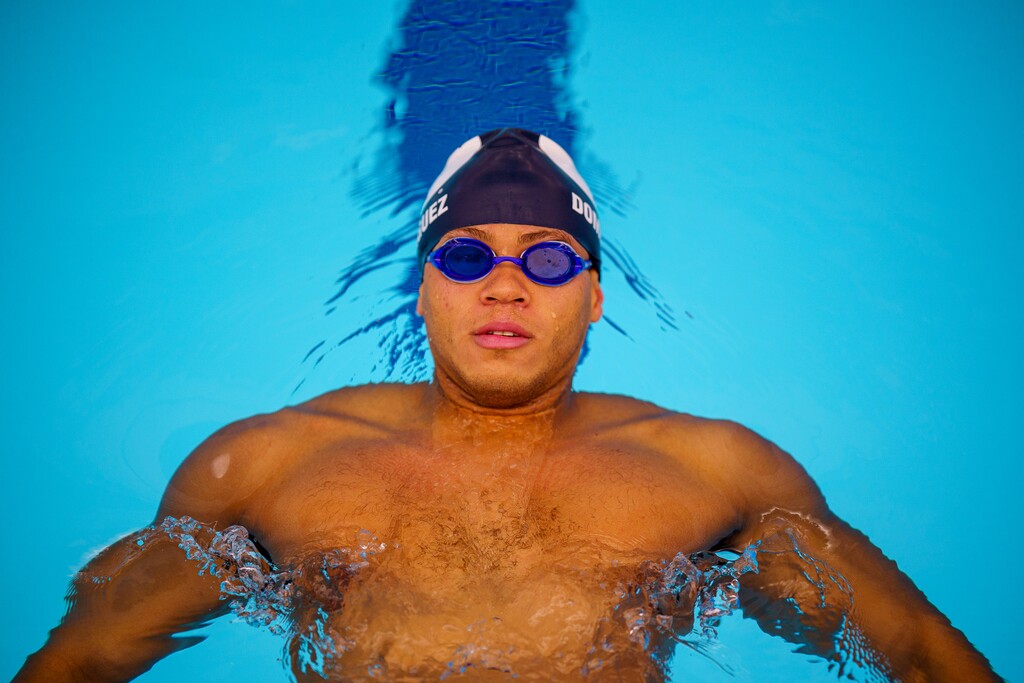 (Trent Nelson  |  The Salt Lake Tribune) BYU swimmer Josue Dominguez will be the only male swimming for the Dominican Republic at the Olympics in Tokyo. Dominguez was photographed at BYU in Provo on Thursday, July 8, 2021.