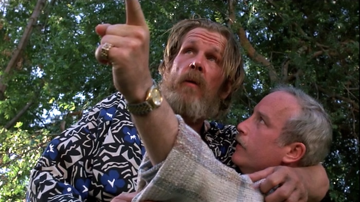 ( Courtesy Touchstone Pictures) Jerry Baskin (Nick Nolte, left) lands in the life, and pool, of wealthy Dave Whiteman (Richard Dreyfuss) in director Paul Mazursky's 1986 comedy "Down and Out in Beverly Hills."
