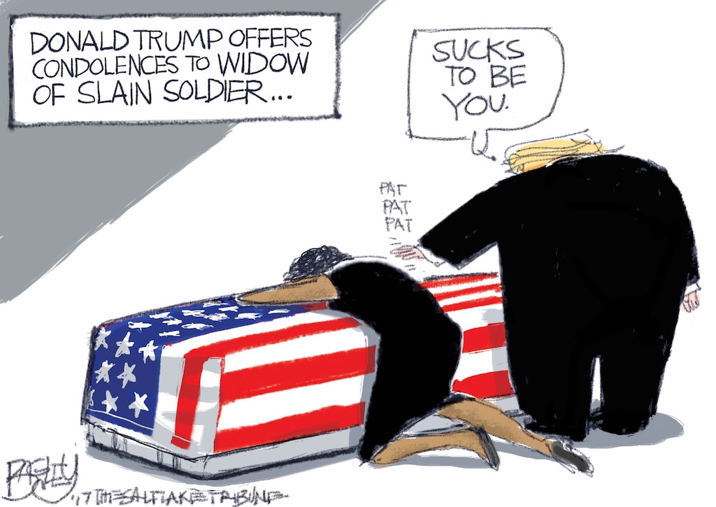 (Pat Bagley | The Salt Lake Tribune) This Pat Bagley cartoon, titled "Comforter in Chief," appears in The Salt Lake Tribune on Thursday, Oct. 19, 2017.