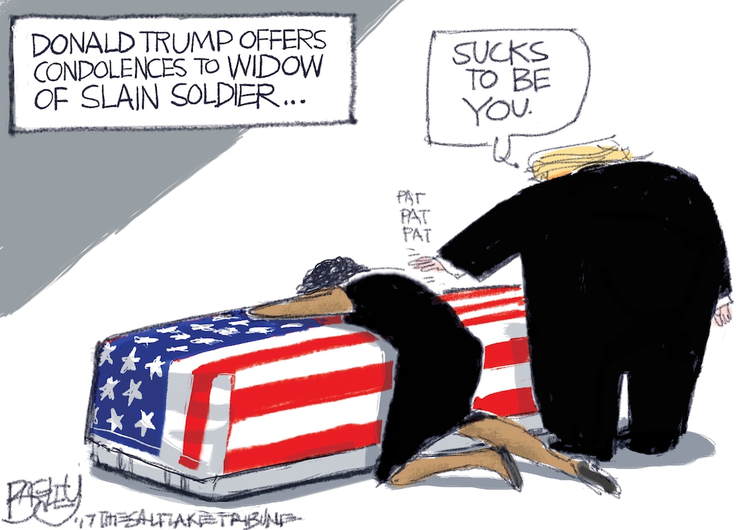 (Pat Bagley | The Salt Lake Tribune) This Pat Bagley cartoon, titled "Comforter in Chief," appears in The Salt Lake Tribune on Thursday, Oct. 19, 2017.
