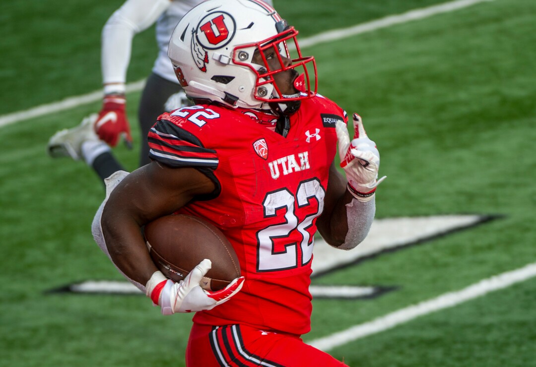(Rick Egan | The Salt Lake Tribune) Utah  running back Ty Jordan (22) runs for a touchdown, in PAC-12 football acton between Utah Utes and Washington State Cougars at Rice-Eccles Stadium on Saturday, Dec. 19, 2020. . Jordan died this week in Texas.