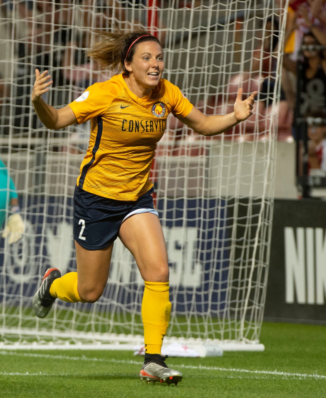 (Rick Egan  |  The Salt Lake Tribune)     Utah Royals FC defender Rachel Corsie (2) reacts after scoring the game tying goal, in Soccer action between Utah Royals FC and Portland Thorns FC, in Sandy, Friday, July 19, 2019.