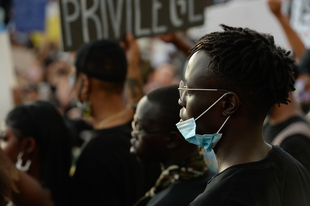 (Francisco Kjolseth  |  The Salt Lake Tribune) Demonstrators protesting against police brutality gather at the Park building at the University of Utah on Wednesday, June 3, 2020, in Salt Lake City, as the initially set 8 p.m. weeklong curfew was removed.
