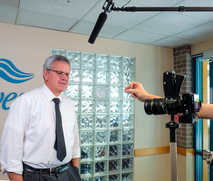 (Leah Hogsten | The Salt Lake Tribune)  Dr. Edward Redd with the Bear River Health Department is filmed by two filmakers with Penna Powers ad agency May 11, 2021 for public service announcements to encourage Utahns to get the COVID-19 vaccine.