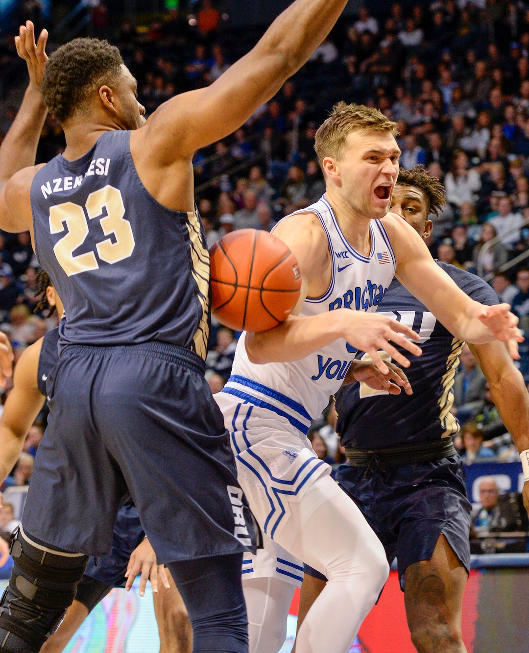 (Leah Hogsten  |  The Salt Lake Tribune) as Brigham Young University hosts Oral Roberts, Dec. 28, 2019 at the Marriott Center in Provo.