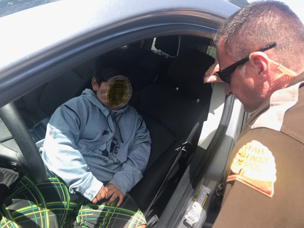 (Photo courtesy of the Utah Highway Patrol) A UHP officer stopped a 5-year-old who was driving on I-15.