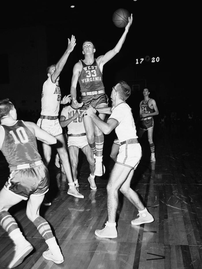 (Photo courtesy of West Virginia University) Hot Rod Hundley (33) in action for West Virginia.