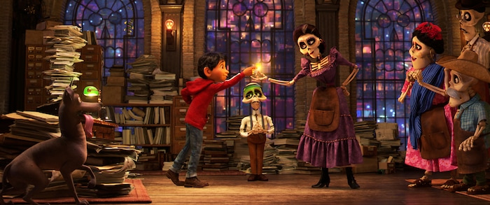 This image released by Disney-Pixar shows a scene from the animated film, "Coco." The Utah Film Critics Association gave "Coco" the award for animated feature, in a meeting Dec. 17, 2017. (Disney•Pixar via AP)