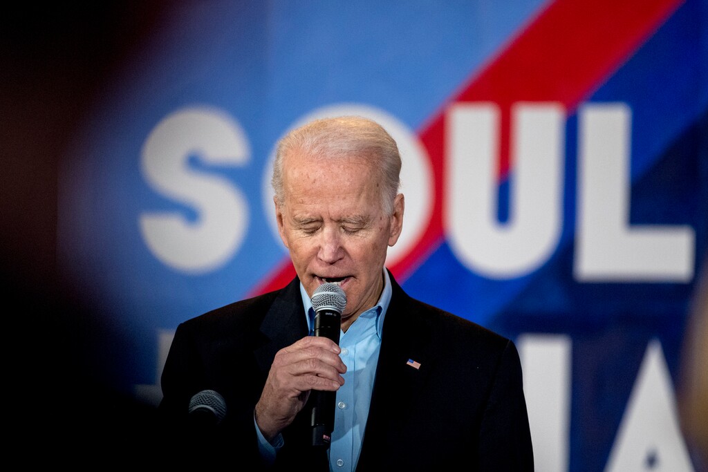 (Andrew Harnik | AP file photo)  Democratic presidential candidate former Vice President Joe Biden speaks at a campaign stop at the LOFT on Jefferson, Friday, Jan. 31, 2020, in Burlington, Iowa.