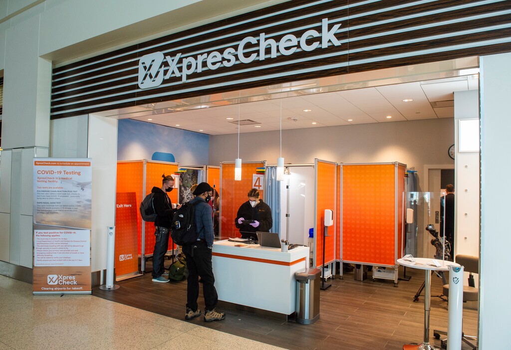 (Rick Egan | The Salt Lake Tribune) XpresCheck, a Covid-19 testing site, is now testing passengers at the Salt Lake City International Airport on Wednesday, Jan. 20, 2021.