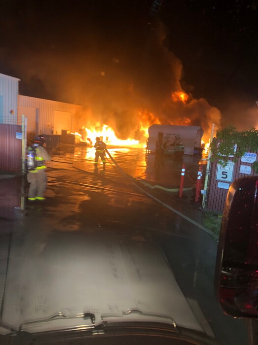 (Courtesy of Salt Lake City Fire Department via Twitter) Firefighters battle a blaze that broke out around 1a.m. Sunday, Aug. 4, 2019, at WhiteWave Foods, 1658 South 4370 West.