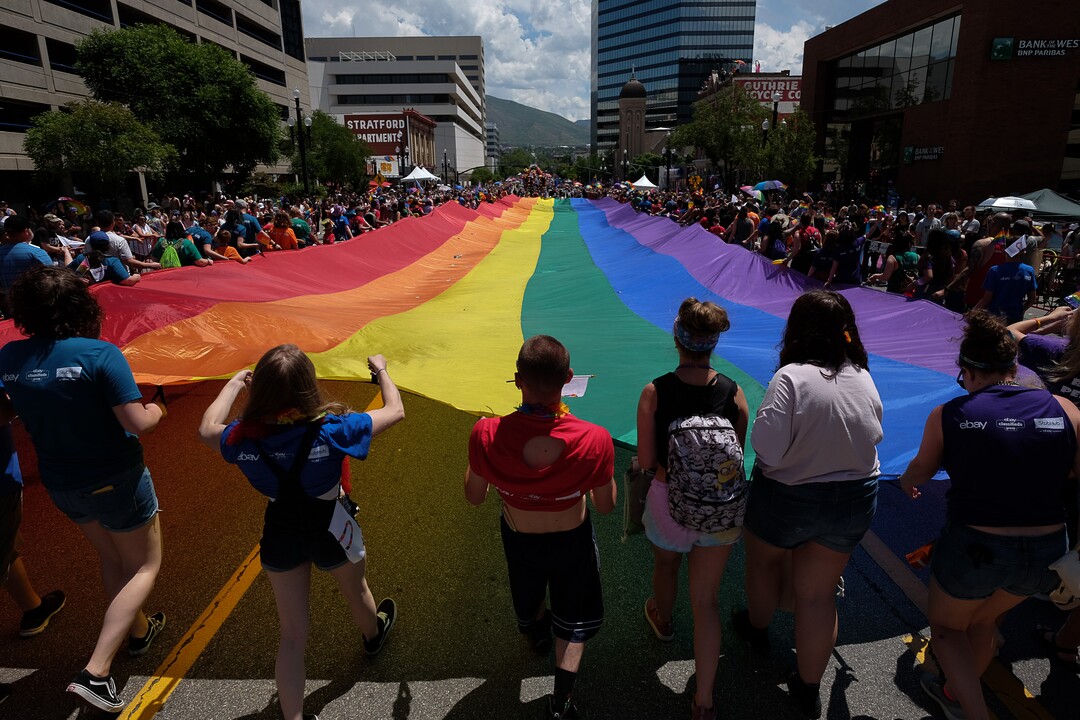 (Francisco Kjolseth  |  The Salt Lake Tribune)  Thousands participate in the Utah Pride Parade in Salt Lake City on Sunday June 2, 2019.