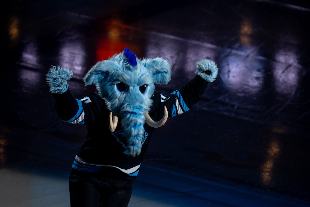 (Trent Nelson  |  The Salt Lake Tribune) Tusky as the Utah Mammoth host the Chicago Blackhawks, NHL hockey in Salt Lake City on Thursday, Oct. 1, 2026.
