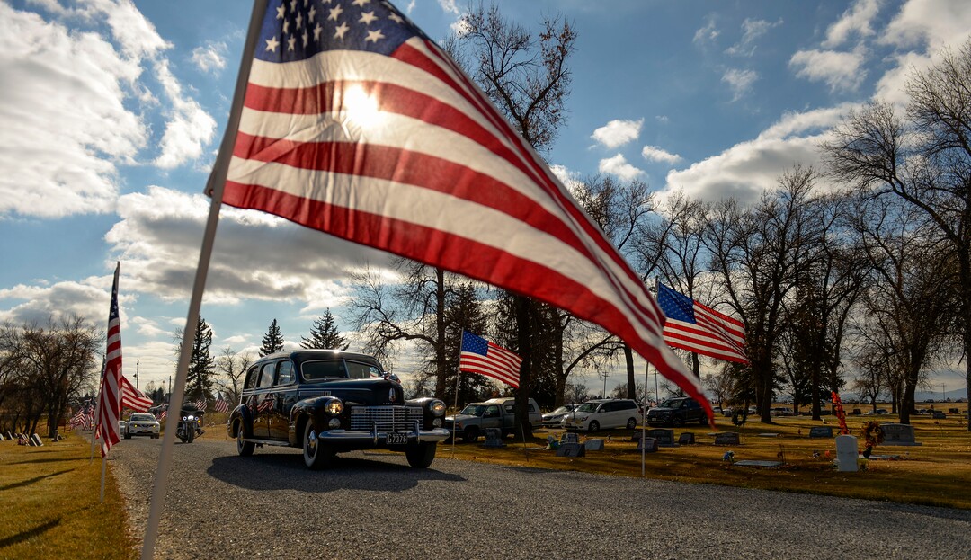 (Leah Hogsten  |  The Salt Lake Tribune)  World War II airman Max W. Lower is buried with full military honors and a military aircraft flyover on Saturday, November 23, 2019, the Lewiston City Cemetery, 77 years after he was deployed overseas. Lower, a radio operator on a B-24 Liberator bomber, was killed when the plane was shot down Aug. 1, 1943, over Ploiesti, Romania. The Lewiston native was 23.