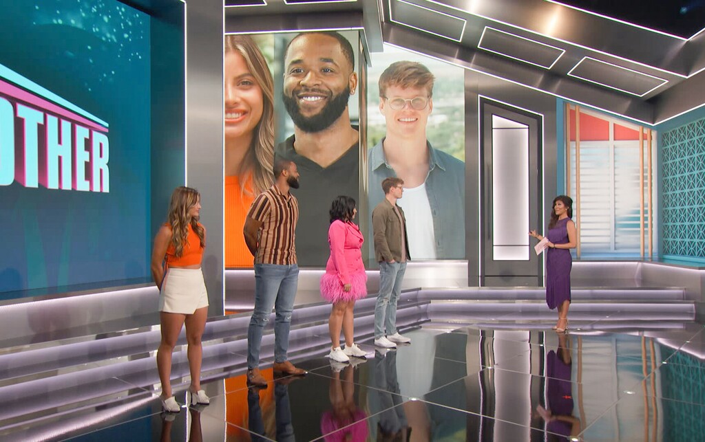(CBS) Utahn Kyle Capener (second from right on stage, standing in front of his own picture) is a contestant on Season 24 of "Big Brother."