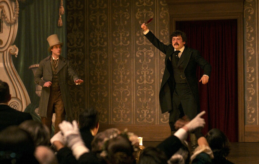 (Apple TV+) Anthony Boyle, right, stars as John Wilkes Booth in "Manhunt."