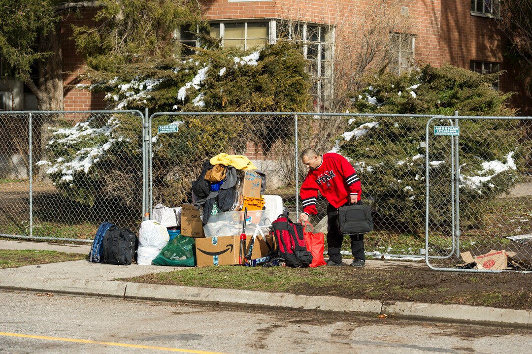 Alex Gallivan  |  Special to the Tribune 

Various agencies from Salt Lake City perform an evacuation of remaining tenants at The Georgia Apartments, Saturday February, 2019