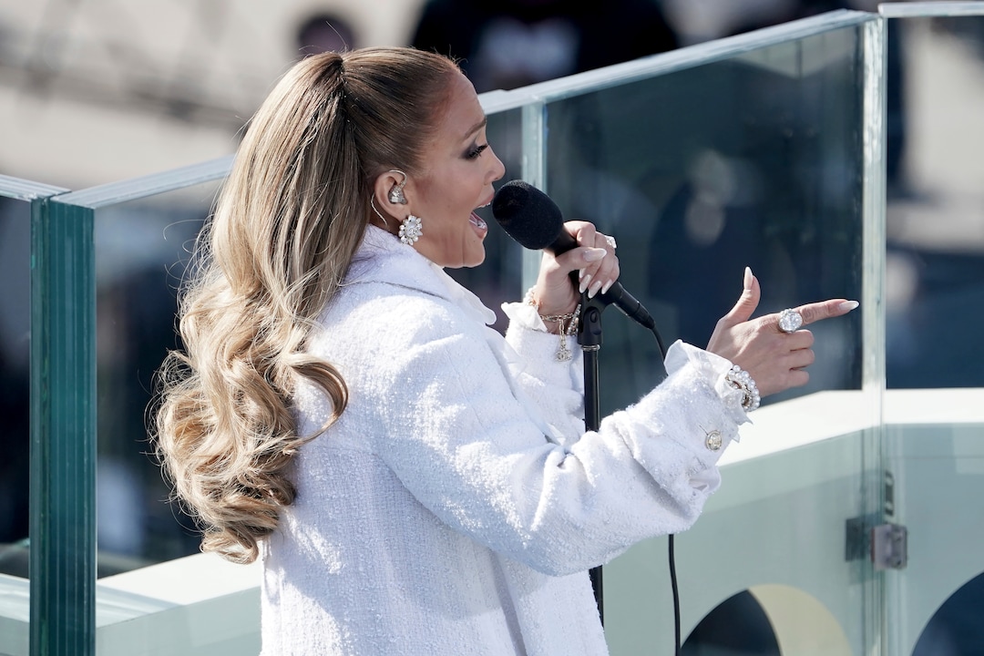 Jennifer Lopez performs during the 59th Presidential Inauguration at the U.S. Capitol for President-elect Joe Biden in Washington, Wednesday, Jan. 20, 2021. (Greg Nash/Pool Photo via AP)