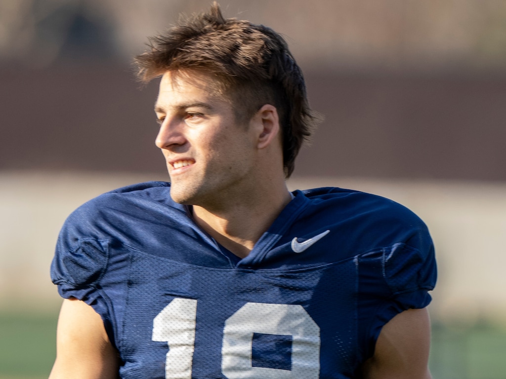 (Rick Egan | The Salt Lake Tribune) Gunner Romney at BYU Spring football practice, on Thursday, March 17, 2022.