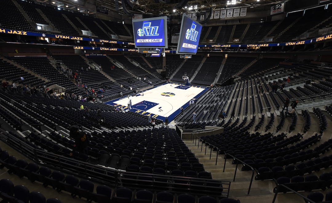 (Francisco Kjolseth  |  The Salt Lake Tribune)  The Jazz unveil renovations for the arena, starting with the J-Note statue and then offering self-guided tours of the venue on Tuesday, Sept. 26, 2017. The arena features new seats, new concourse areas, new anchor restaurants and open spaces for more social experiences at Jazz games and events.