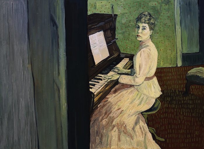 (Courtesy Good Deed Entertainment) Marguerite Gachet (performed by Saoirse Ronan) talks of encountering her father's patient, Vincent Van Gogh, in a scene from the animated drama "Loving Vincent," inspired by the paintings of Vincent Van Gogh.