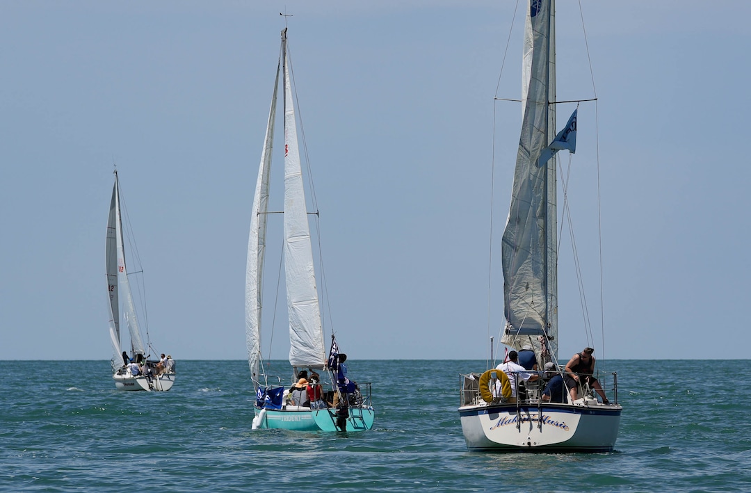 (Francisco Kjolseth  |  The Salt Lake Tribune) Sailfest regatta returns to the Great Salt Lake following a five-year hiatus due to low lake levels and the pandemic on Saturday, June 15, 2024. Hosted by the Great Salt Lake Yatch Club and Grow the Flow, the event seeks to get people out to the lake and raise awareness of and engagement with efforts to save it. 