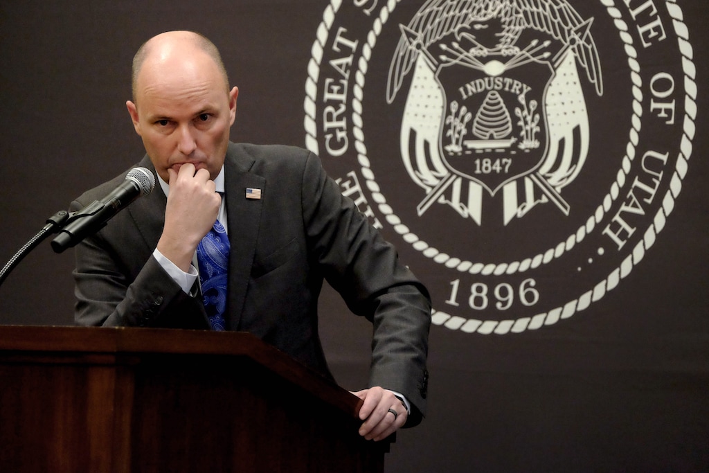 (Francisco Kjolseth | Tribune file photo) Gov. Spencer Cox listens to a question presented in Spanish during a news conference in Salt Lake City, Feb. 11, 2021. The Legislature is barreling ahead on changing state law to rein in emergency powers of the governor and public health officials.