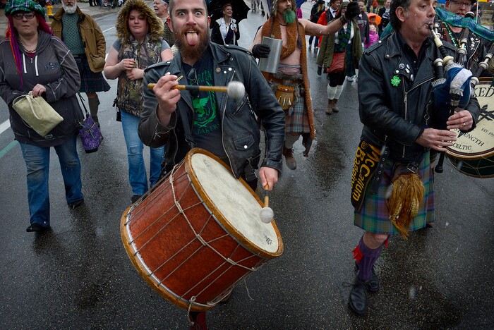 Scott Sommerdorf | The Salt Lake TribuneThe Utah Scottish Festival and Highland Games group marches in the 40th annual Salt Lake City St. PatrickÕs Day Parade, Saturday, March 17, 2018.