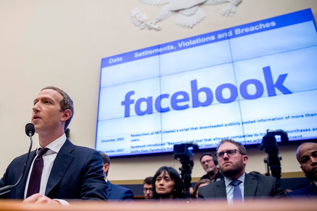 (Andrew Harnik | AP file photo)
In this Oct. 23, 2019, photo, Facebook CEO Mark Zuckerberg testifies before a House Financial Services Committee hearing on Capitol Hill in Washington. For years, Facebook has been in a defensive crouch amid a slew of privacy scandals, antitrust lawsuits and charges that it was letting hate speech and extremism destroy democracy.