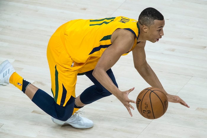 (Chris Detrick  |  The Salt Lake Tribune)  Utah Jazz guard Dante Exum (11) during the game at Vivint Smart Home Arena Thursday, March 15, 2018. 