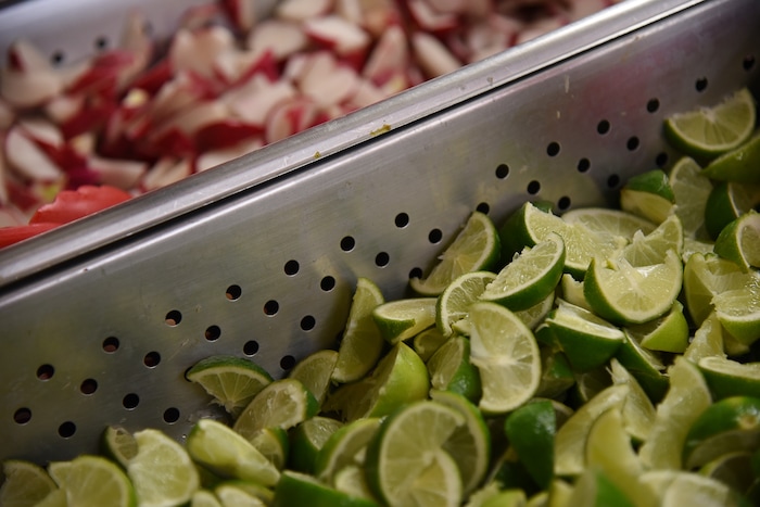 (Francisco Kjolseth  |  The Salt Lake Tribune)  Radishes and limes are available for customers at Tacos Mi Caramelo, a late-night taqueria in West Valley City that is open until 2 a.m. most nights and 24-hours a day on Friday and Saturday.