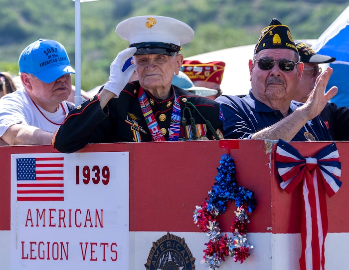 (Rick Egan | The Salt Lake Tribune) American Legion Veterans ride in the Cherry Days Fourth of July Parade, in North Ogden, on Monday, July 4, 2022.