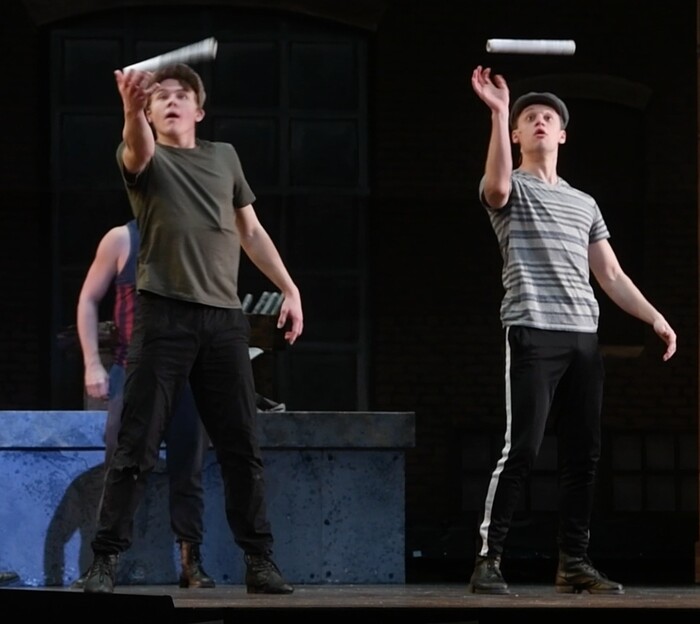 (Rick Egan  |  The Salt Lake Tribune)  Pioneer Theatre Company rehearses the acrobatic anthem "Seize the Day" on Wednesday, Nov. 29, for the upcoming production of "Newsies," which opens Dec. 1.